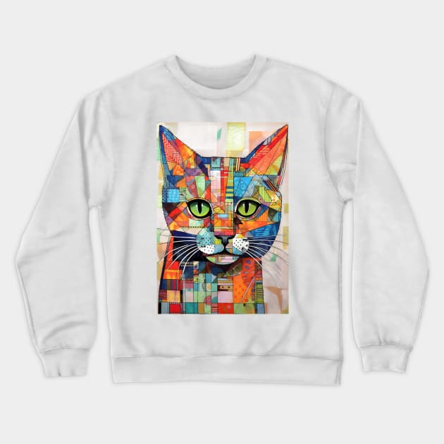 Abstract Cat 4 Crewneck Sweatshirt by erzebeth